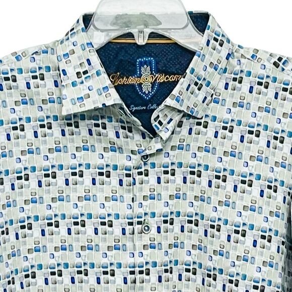 Luchiano Visconti Shirt Multicolor Geometric Button Up Long Sleeve Sz L - Picture 3 of 14